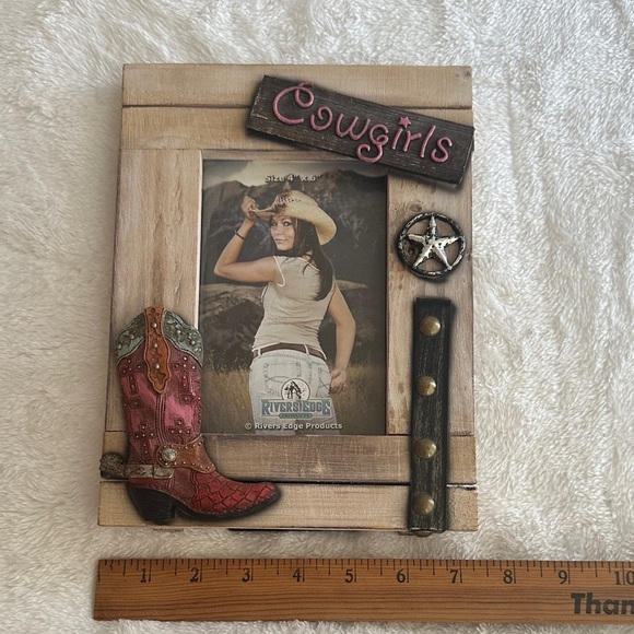 River Edge Brand Western Boots Texas Star Photo Frame - Picture 2 of 3